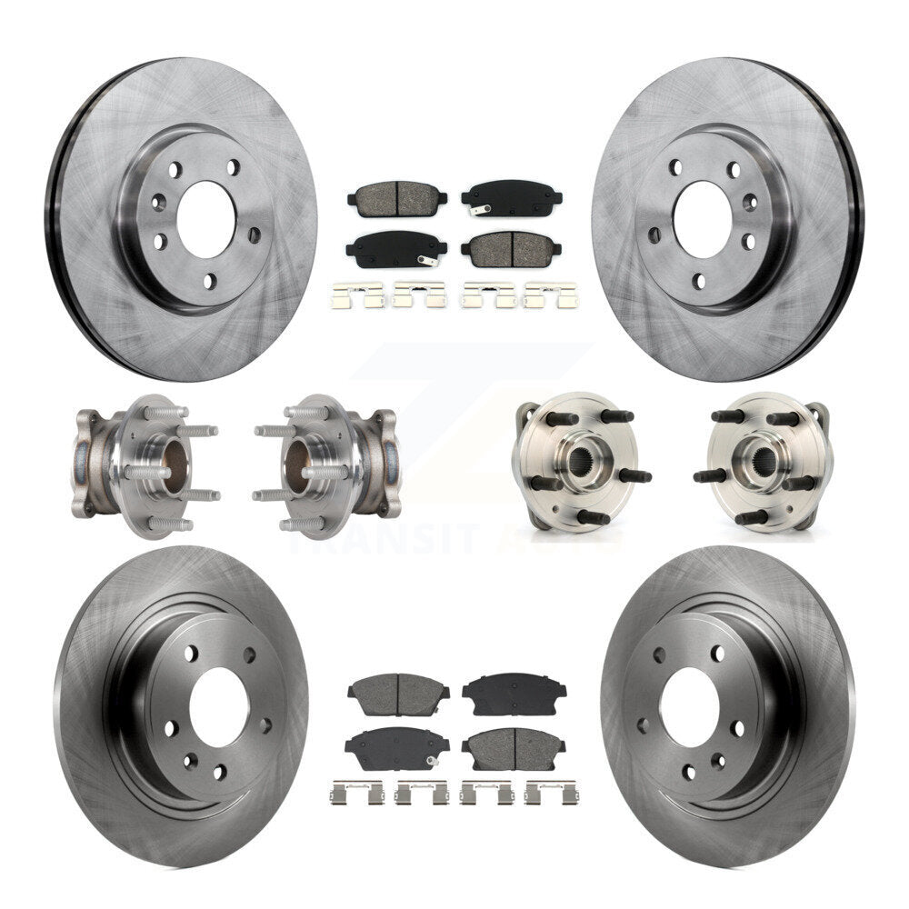 Front Rear Hub Bearing Brake Rotor Pad Kit (10Pc) For 14-15 Chevrolet Cruze DIESEL engine KBB-129435
