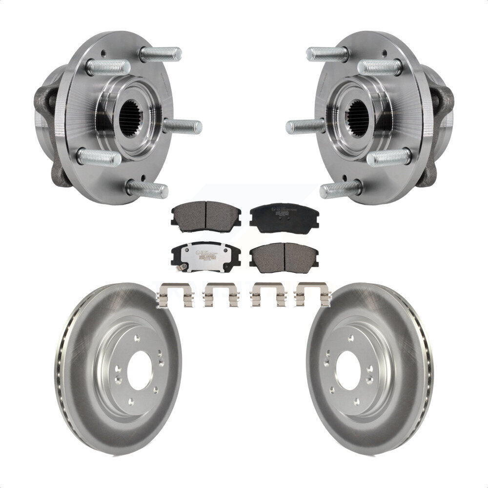 Front Hub Bearing Assembly Coated Disc Brake Rotors And Ceramic Pads Kit For Kia Soul KBB-129463
