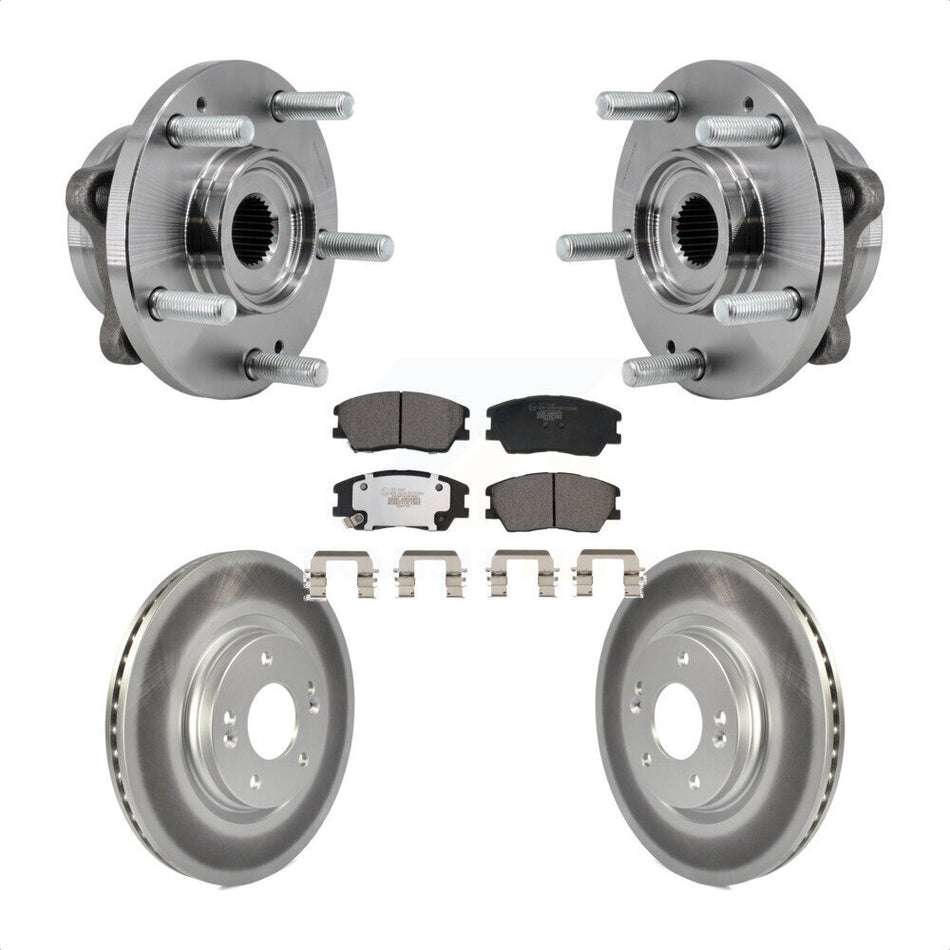 Front Hub Bearing Assembly Coated Disc Brake Rotors And Ceramic Pads Kit For Kia Soul KBB-129463
