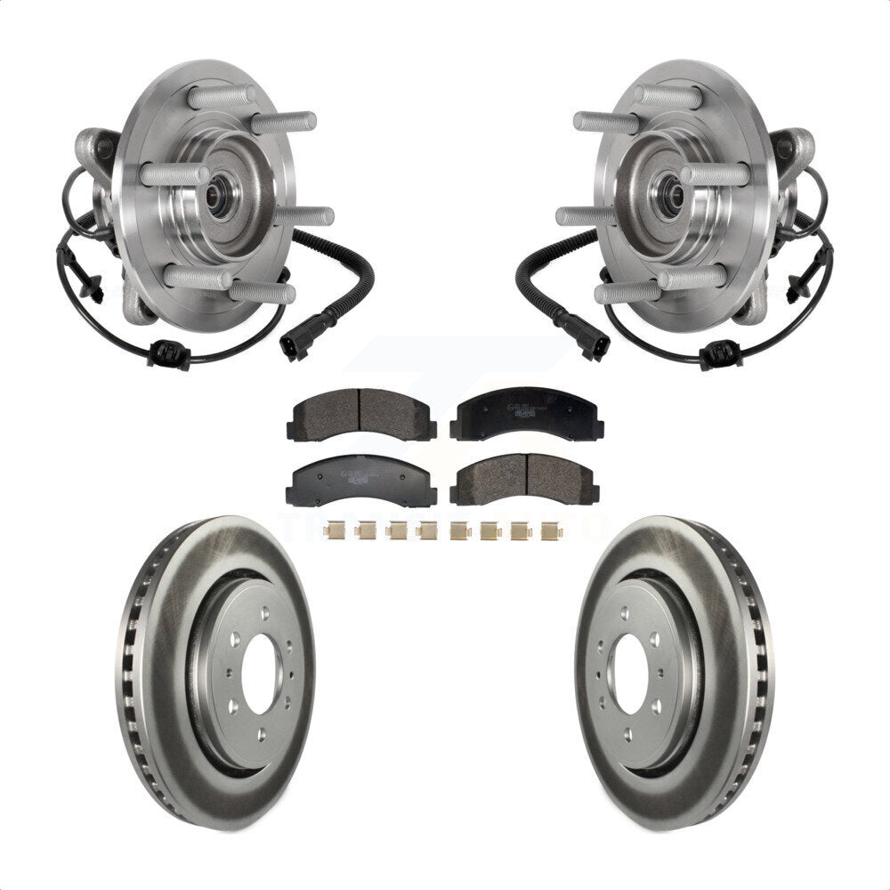 Front Hub Bearing Coated Brake Rotor & Pads Kit For Ford Expedition Lincoln Navigator 4WD KBB-129466