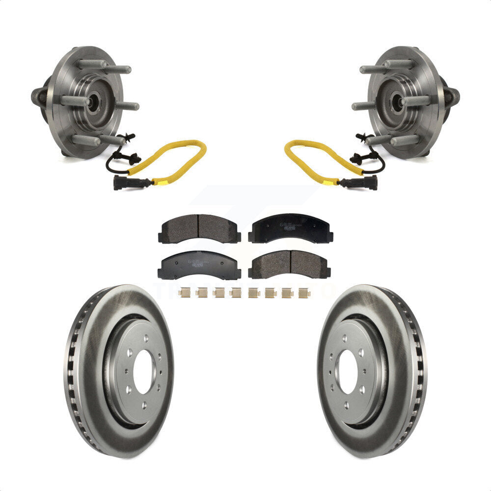 Front Hub Bearing Assembly Coated Disc Brake Rotors And Ceramic Pads Kit For Ford F-150 KBB-129467