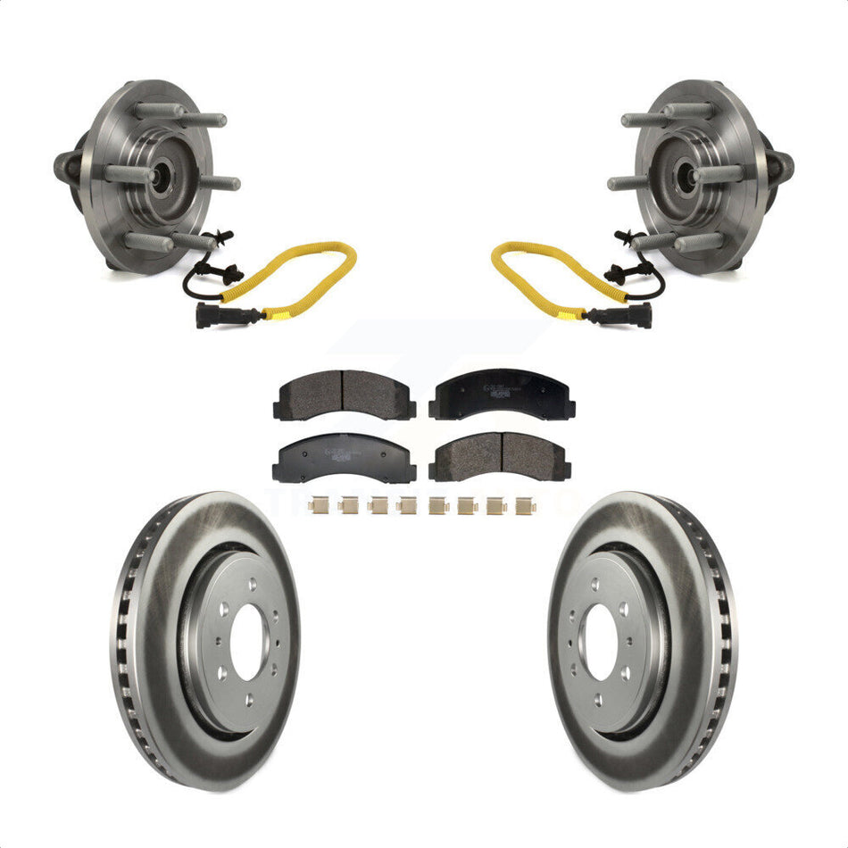 Front Hub Bearing Assembly Coated Disc Brake Rotors And Ceramic Pads Kit For Ford F-150 KBB-129467