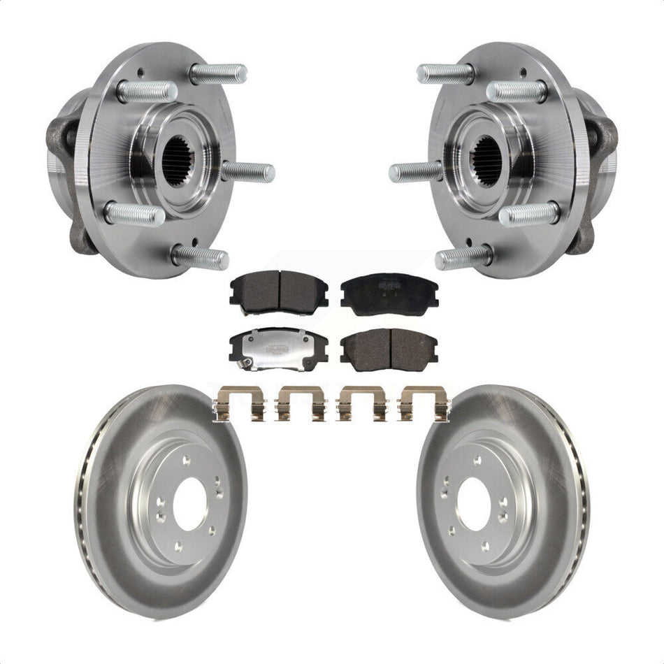 Front Hub Bearing Assembly Coated Disc Brake Rotor And Semi-Metallic Pad Kit For Kia Soul KBB-129477