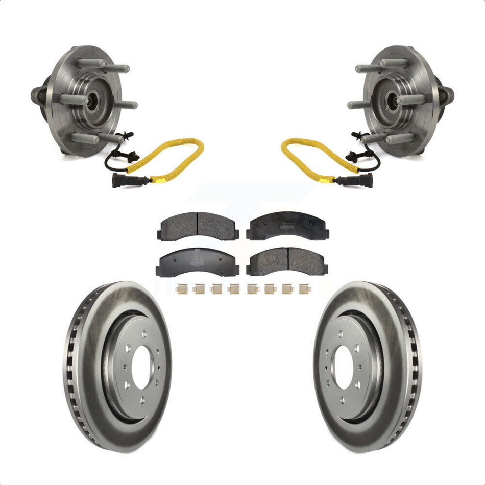Front Hub Bearing Assembly Coated Disc Brake Rotors And Pads Kit For Ford F-150 KBB-129481