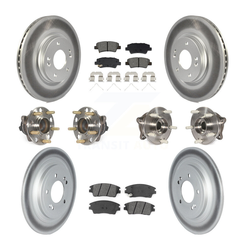 Front Rear Hub Bearing Coated Brake Rotor Pads Kit (10Pc) For Kia Sportage Hyundai Tucson KBB-129487