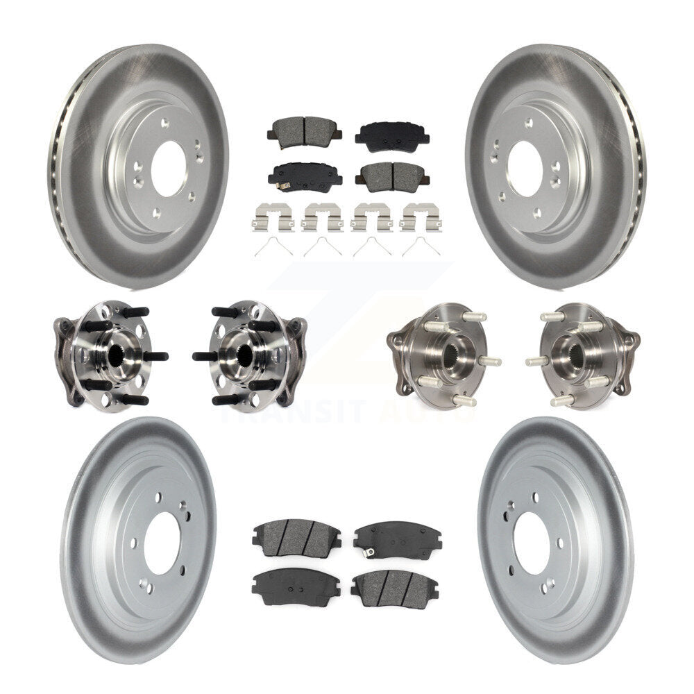 Front Rear Hub Bearing Coated Brake Rotor Pads Kit (10Pc) For Kia Sportage Hyundai Tucson KBB-129488