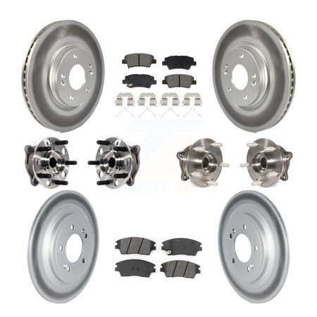 Front Rear Hub Bearing Coated Brake Rotor Pads Kit (10Pc) For Kia Sportage Hyundai Tucson KBB-129488