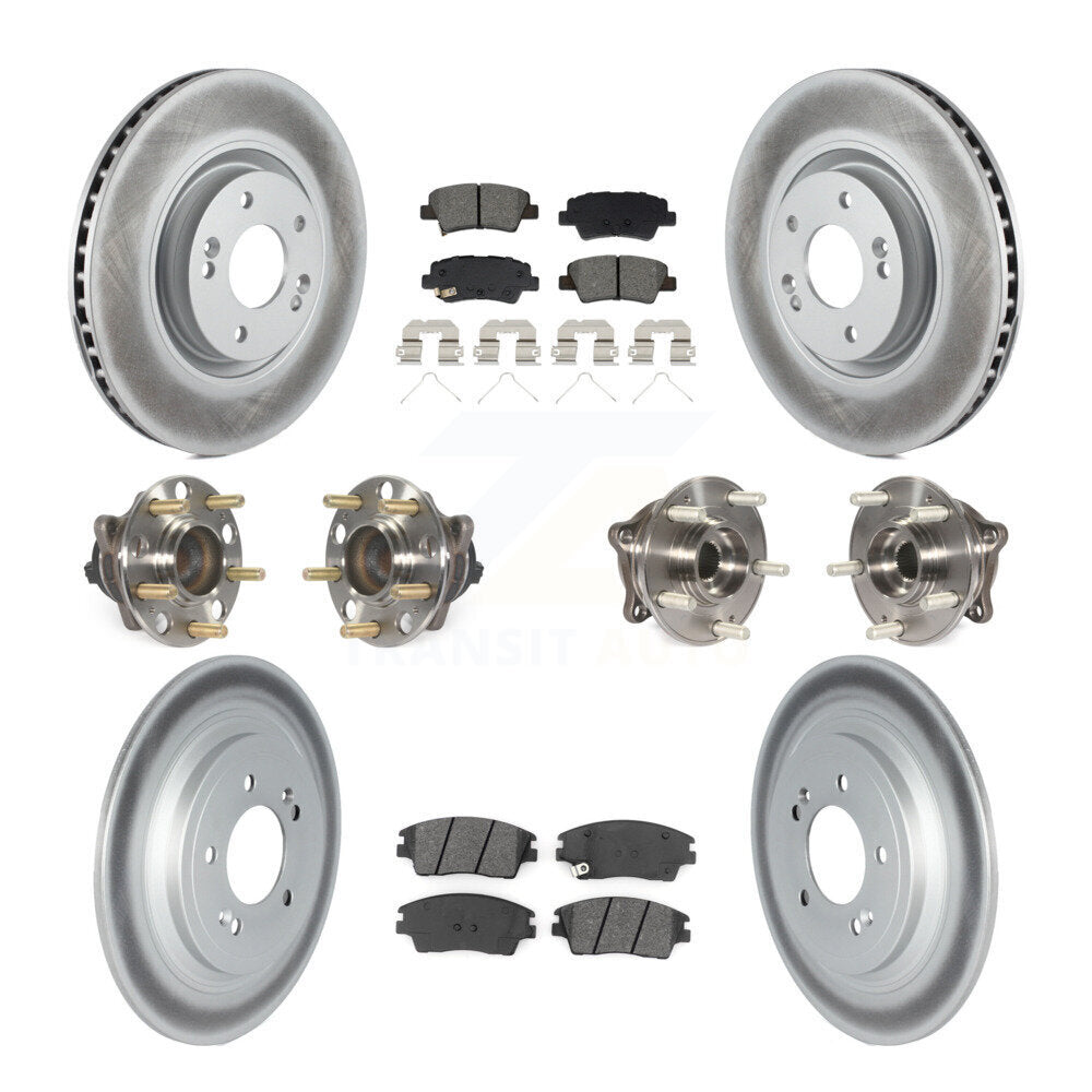 Front Rear Hub Bearings Coated Disc Brake Rotors And Pads Kit (10Pc) For Kia Sportage KBB-129489