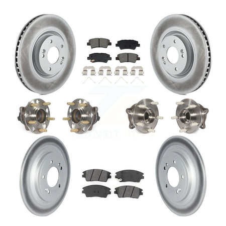 Front Rear Hub Bearings Coated Disc Brake Rotors And Pads Kit (10Pc) For Kia Sportage KBB-129489