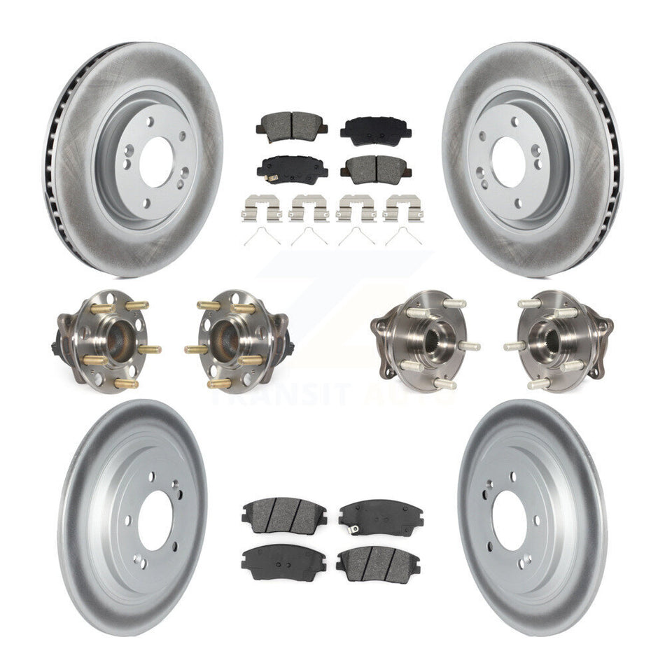 Front Rear Hub Bearings Coated Disc Brake Rotors And Pads Kit (10Pc) For Kia Sportage KBB-129489