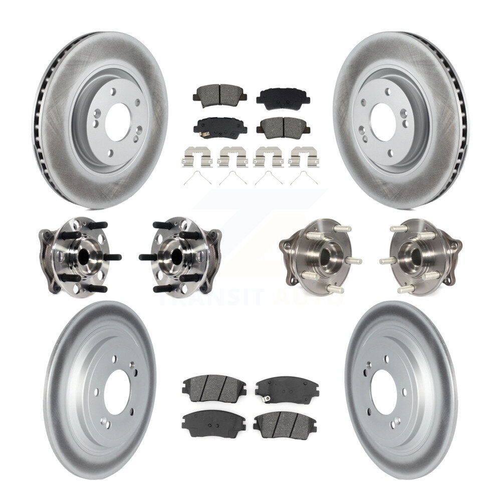 Front Rear Hub Bearings Coated Disc Brake Rotors And Pads Kit (10Pc) For Kia Sportage KBB-129490