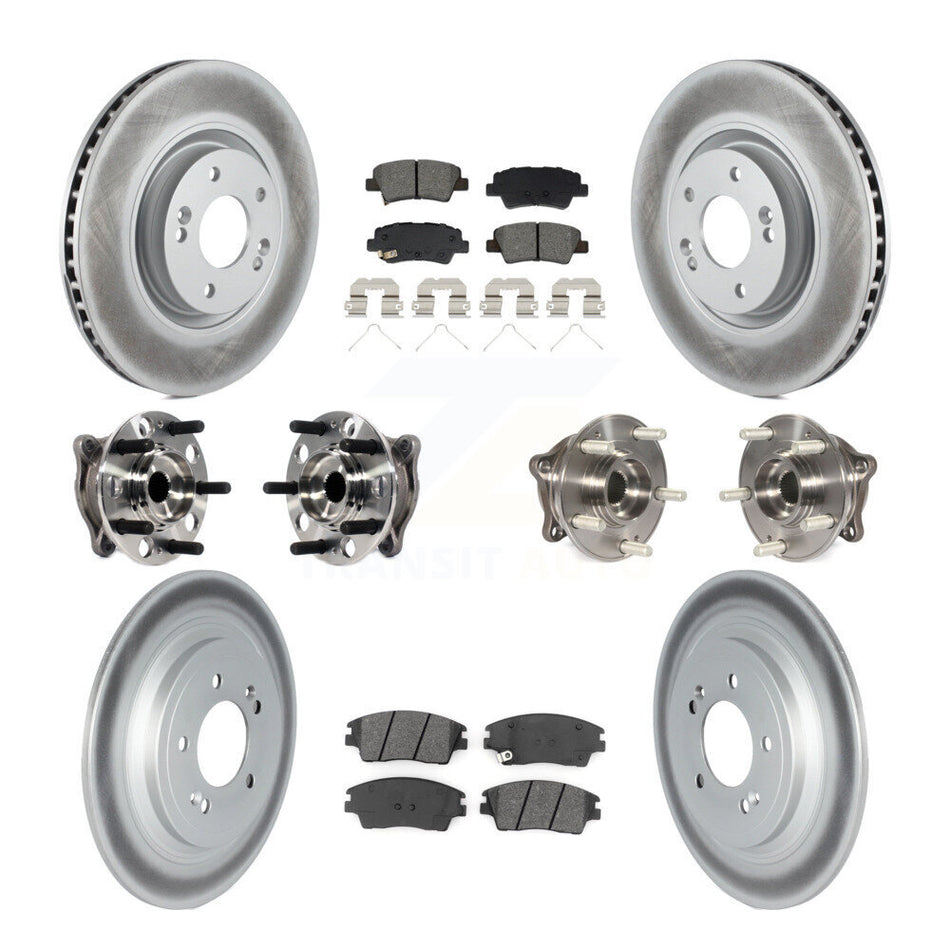 Front Rear Hub Bearings Coated Disc Brake Rotors And Pads Kit (10Pc) For Kia Sportage KBB-129490