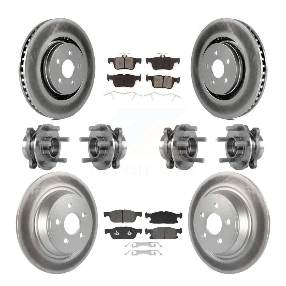 Front Rear Hub Bearing Coated Disc Brake Rotor Pad Kit (10Pc) For Lincoln Continental AWD KBB-129492