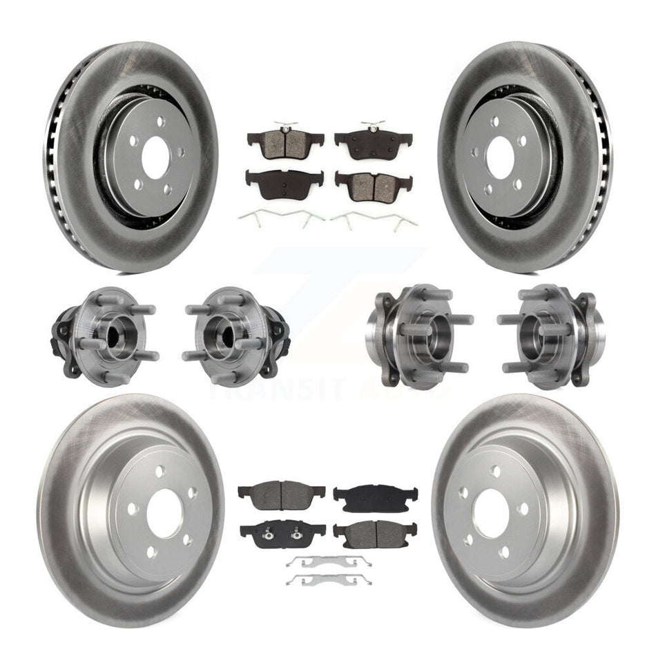 Front Rear Hub Bearing Coated Disc Brake Rotor Pad Kit (10Pc) For Lincoln Continental FWD KBB-129494