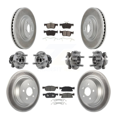 Front Rear Hub Bearing Coated Disc Brake Rotor Pad Kit (10Pc) For Lincoln Continental FWD KBB-129495