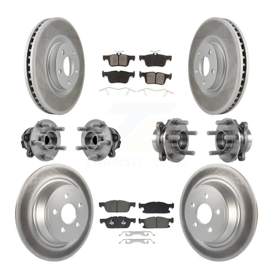 Front Rear Hub Bearing Coated Disc Brake Rotor Pad Kit (10Pc) For Lincoln Continental FWD KBB-129495