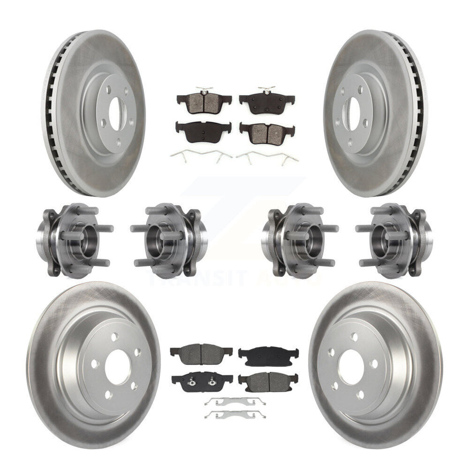 Front Rear Hub Bearing Coated Disc Brake Rotor Pad Kit (10Pc) For Lincoln Continental AWD KBB-129496