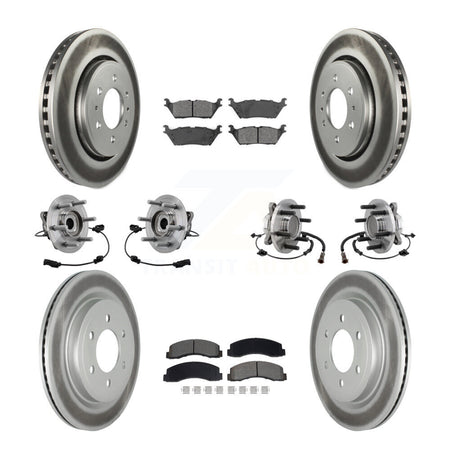 Front Rear Hub Bearing Coated Brake Rotor Pads Kit (10Pc) For Ford Expedition Lincoln RWD KBB-129497