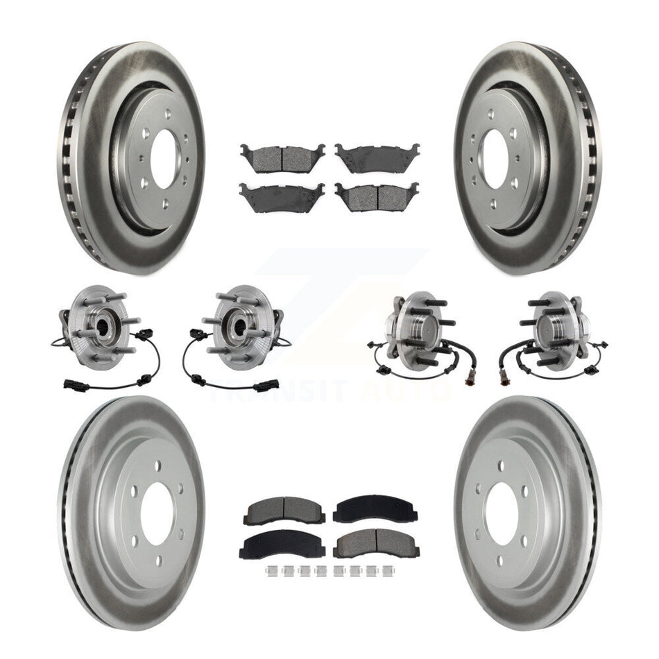 Front Rear Hub Bearing Coated Brake Rotor Pads Kit (10Pc) For Ford Expedition Lincoln RWD KBB-129497