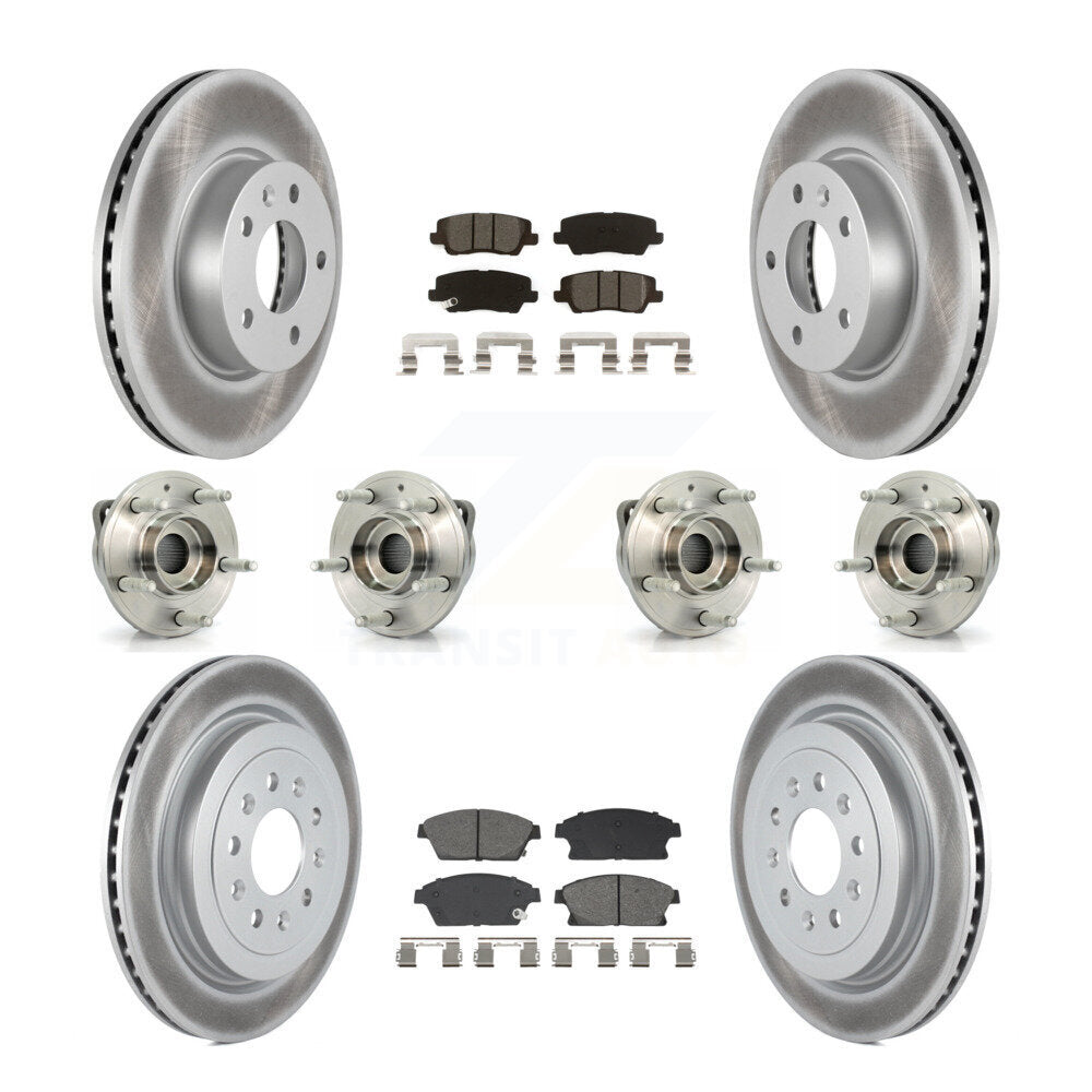 Front Rear Hub Bearing Coated Brake Rotor & Pad Kit (10Pc) For 2013-2015 Cadillac ATS AWD KBB-129501