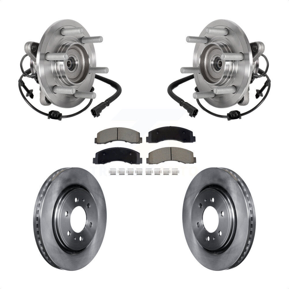 Front Hub Bearing Brake Rotor Pad Kit For 2018-2021 Ford Expedition Lincoln Navigator 4WD KBB-129510