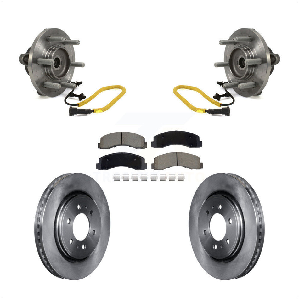 Front Hub Bearing Assembly Disc Brake Rotors And Ceramic Pads Kit For Ford F-150 KBB-129511