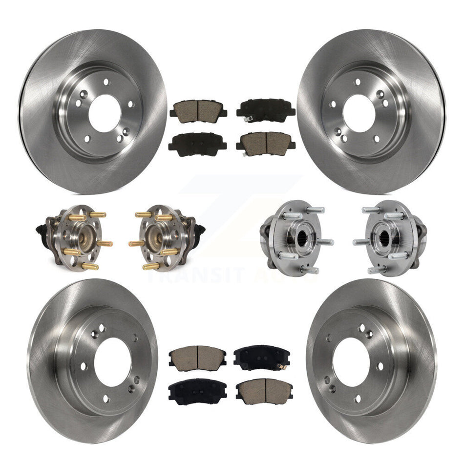 Front Rear Hub Bearing Assembly Disc Brake Rotor And Ceramic Pads Kit (10Pc) For Kia Soul KBB-129520
