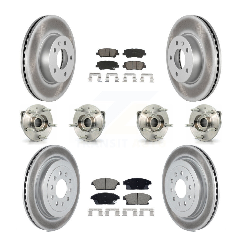 Front Rear Hub Bearing Coated Brake Rotor & Pad Kit (10Pc) For 2013-2015 Cadillac ATS AWD KBB-129533