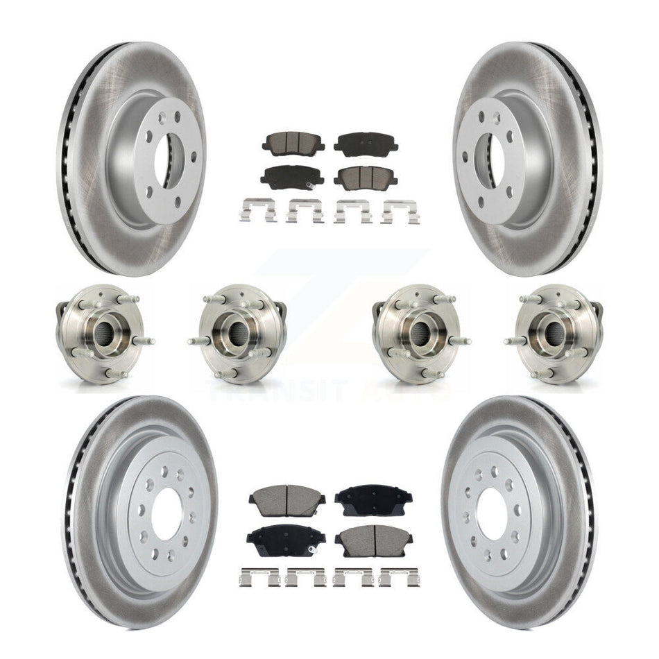 Front Rear Hub Bearing Coated Brake Rotor & Pad Kit (10Pc) For 2013-2015 Cadillac ATS AWD KBB-129533