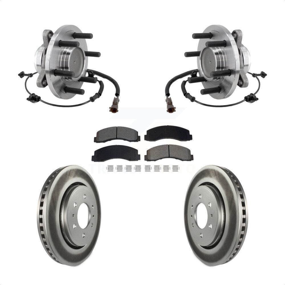 Front Hub Bearing Coated Brake Rotor Pads Kit For Ford F-150 Expedition Lincoln Navigator KBB-129544