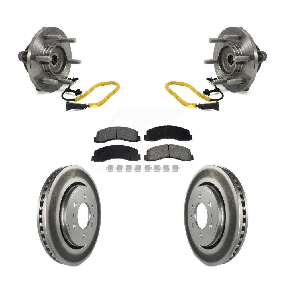 Front Hub Bearing Assembly Coated Disc Brake Rotors And Pads Kit For Ford F-150 KBB-129546