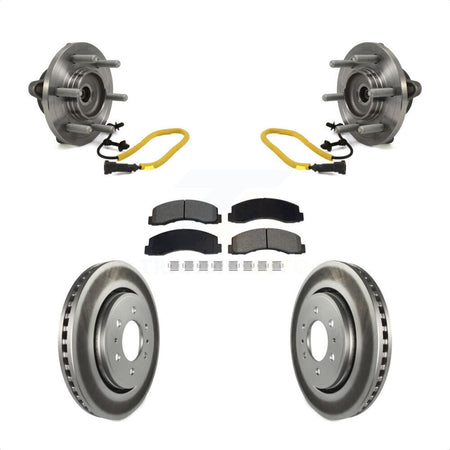 Front Hub Bearing Assembly Coated Disc Brake Rotors And Pads Kit For Ford F-150 KBB-129546