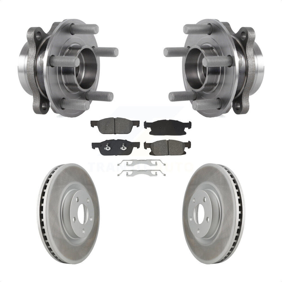 Front Hub Bearing Assembly Coated Disc Brake Rotors And Pads Kit For Lincoln Continental KBB-129559