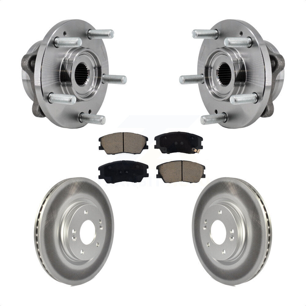 Front Hub Bearing Assembly Coated Disc Brake Rotors And Ceramic Pads Kit For Kia Soul KBB-129564