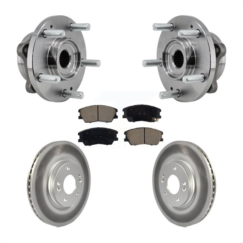 Front Hub Bearing Assembly Coated Disc Brake Rotors And Ceramic Pads Kit For Kia Soul KBB-129564