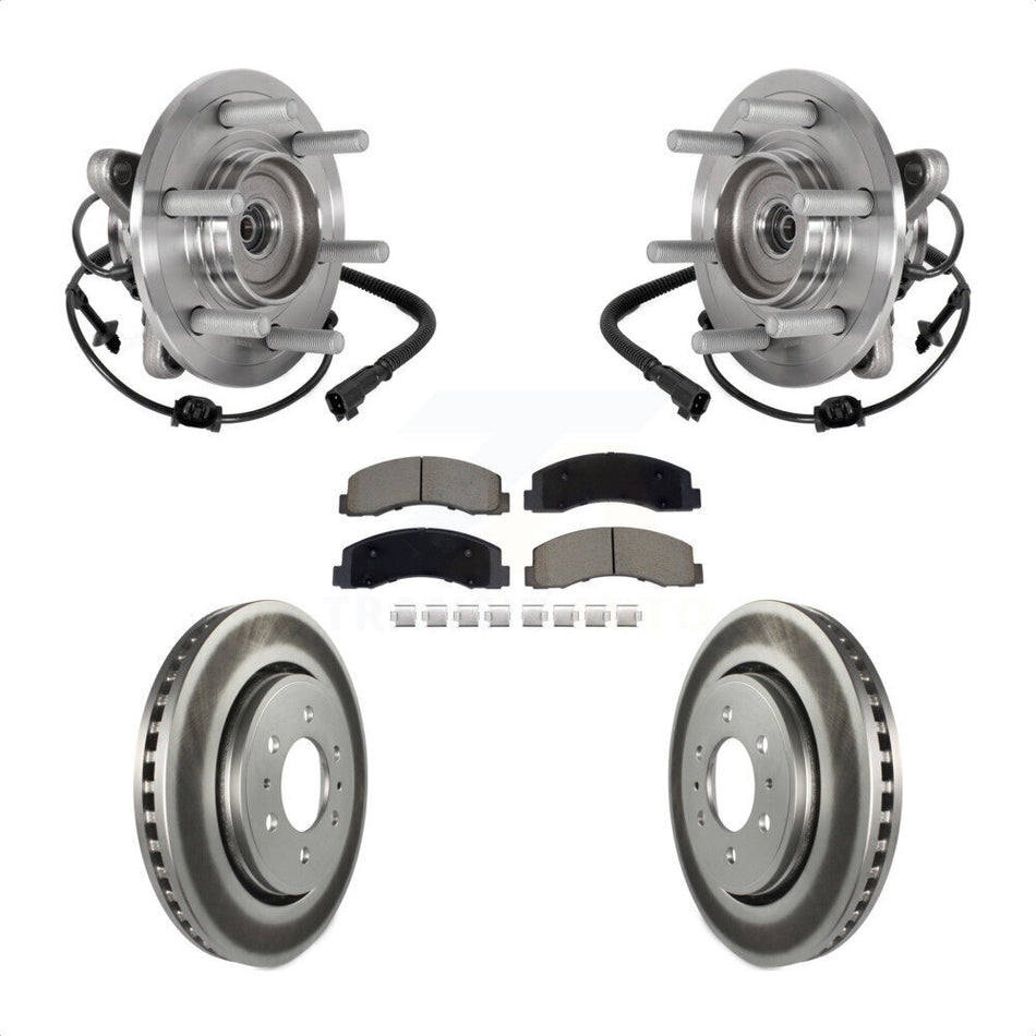 Front Hub Bearing Coated Brake Rotor & Pads Kit For Ford Expedition Lincoln Navigator 4WD KBB-129565