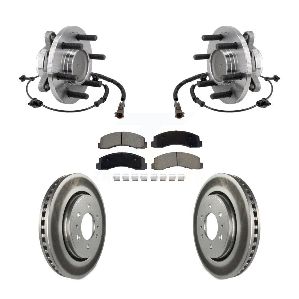 Front Hub Bearing Coated Brake Rotor Pads Kit For Ford F-150 Expedition Lincoln Navigator KBB-129566