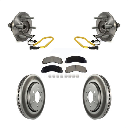 Front Hub Bearing Assembly Coated Disc Brake Rotors And Ceramic Pads Kit For Ford F-150 KBB-129567
