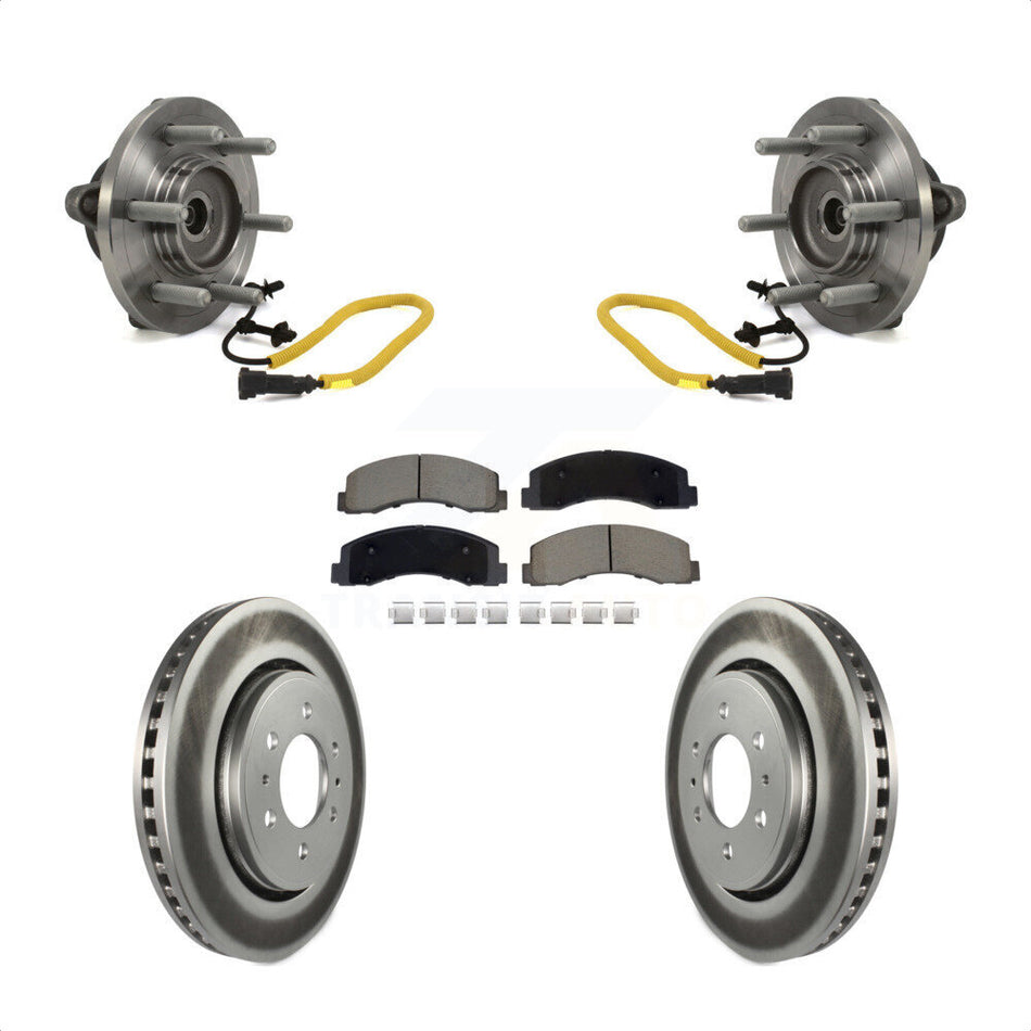Front Hub Bearing Assembly Coated Disc Brake Rotors And Ceramic Pads Kit For Ford F-150 KBB-129567