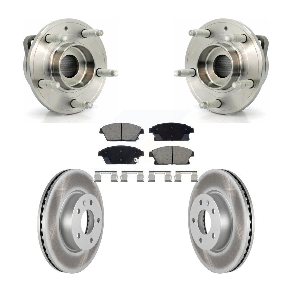 Front Hub Bearing Assembly Coated Disc Brake Rotors And Ceramic Pads Kit For Cadillac ATS KBB-129569