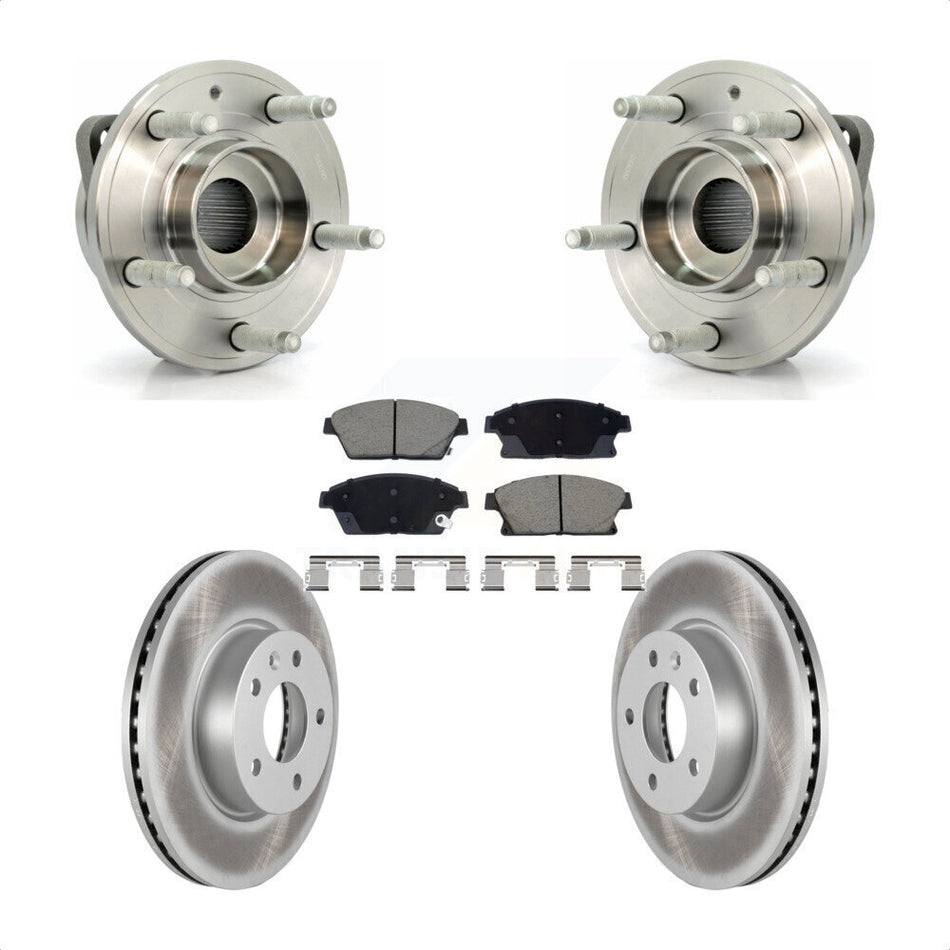 Front Hub Bearing Assembly Coated Disc Brake Rotors And Ceramic Pads Kit For Cadillac ATS KBB-129569