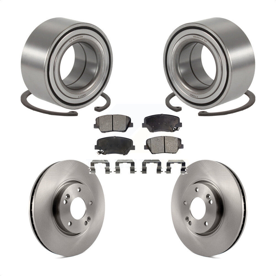 Front Wheel Bearing Disc Brake Rotors And Ceramic Pads Kit For 2014-2015 Kia Rondo KBB-129603