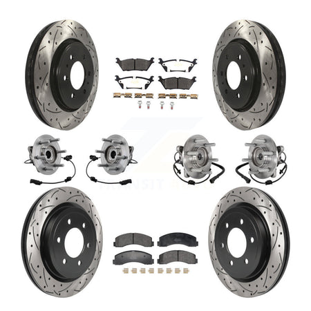 Front Rear Hub Bearing Coated Brake Rotor Pads Kit (10Pc) For Ford Expedition Lincoln 4WD KBB-129613