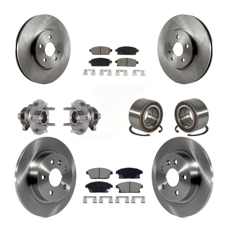 Front Rear Hub Bearing Brake Rotor And Pad Kit (10Pc) For Buick Encore Chevrolet Trax FWD KBB-129617