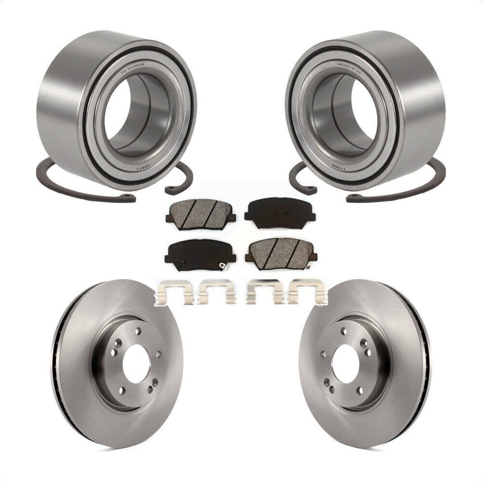 Front Wheel Bearing Disc Brake Rotors And Semi-Metallic Pads Kit For 2014-2015 Kia Rondo KBB-129626