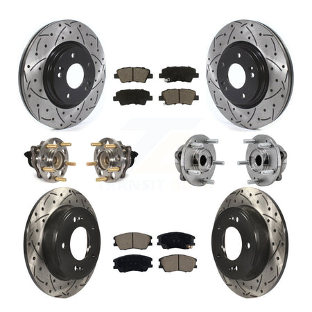 Front Rear Hub Bearings Coated Disc Brake Rotors And Ceramic Pads Kit (10Pc) For Kia Soul KBB-129627