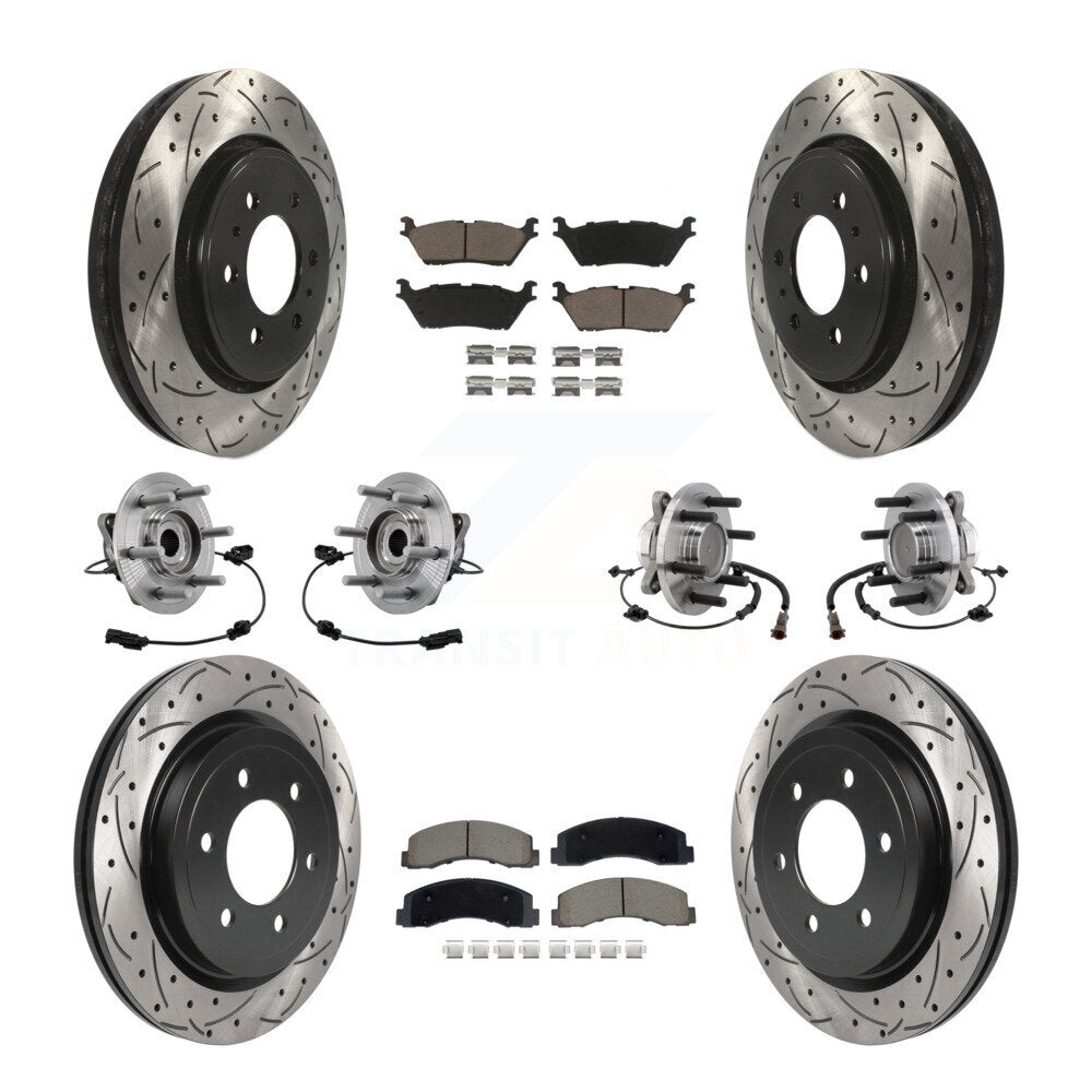 Front Rear Hub Bearing Coated Brake Rotor Pads Kit (10Pc) For Ford Expedition Lincoln RWD KBB-129630