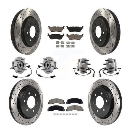 Front Rear Hub Bearing Coated Brake Rotor Pads Kit (10Pc) For Ford Expedition Lincoln RWD KBB-129630
