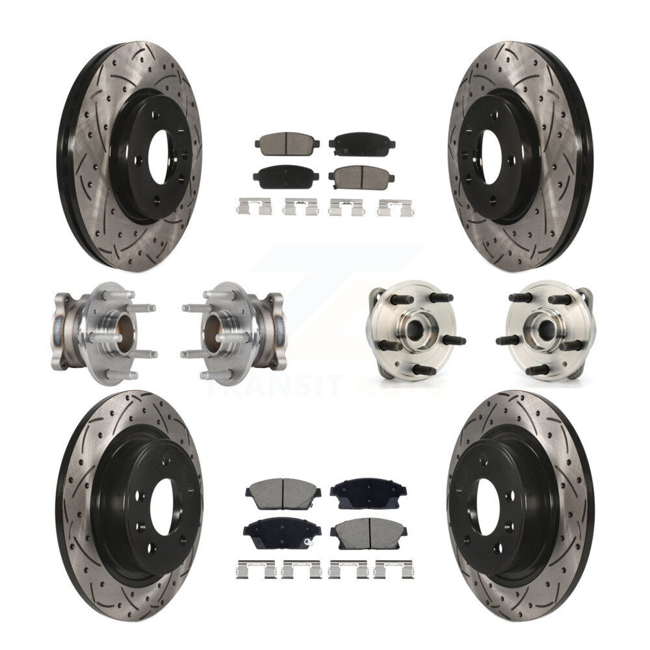 Front Rear Hub Bearing Coat Brake Rotor Pads Kit (10Pc) For Chevrolet Cruze DIESEL engine KBB-129634