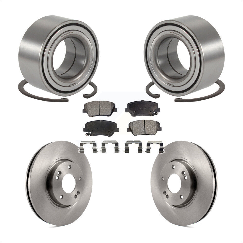Front Wheel Bearing Disc Brake Rotors And Semi-Metallic Pads Kit For 2014-2015 Kia Rondo KBB-129645